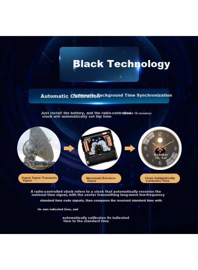 Peng Chuang Pengchuang Radio-controlled Clock Automatic Time Setting Modern Light Shadow Art Living Room Wall Clock Home Quartz Minimalist Luxury Wall Clock - Image 2