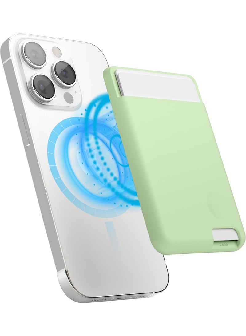 Elago Silicone Card Pocket Compatible with MagSafe Wallet [2 Card Holder Slot] - Pastel Green - Image 1