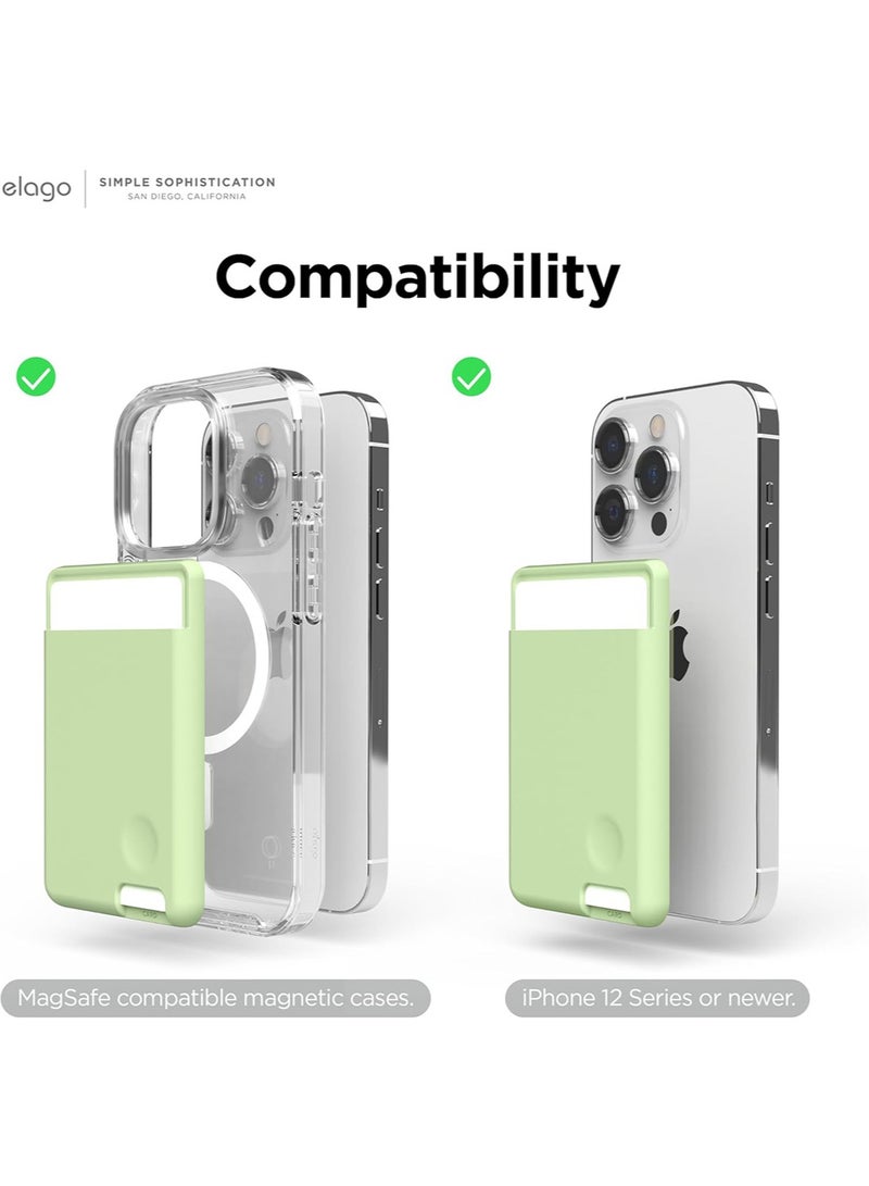 Elago Silicone Card Pocket Compatible with MagSafe Wallet [2 Card Holder Slot] - Pastel Green - Image 2