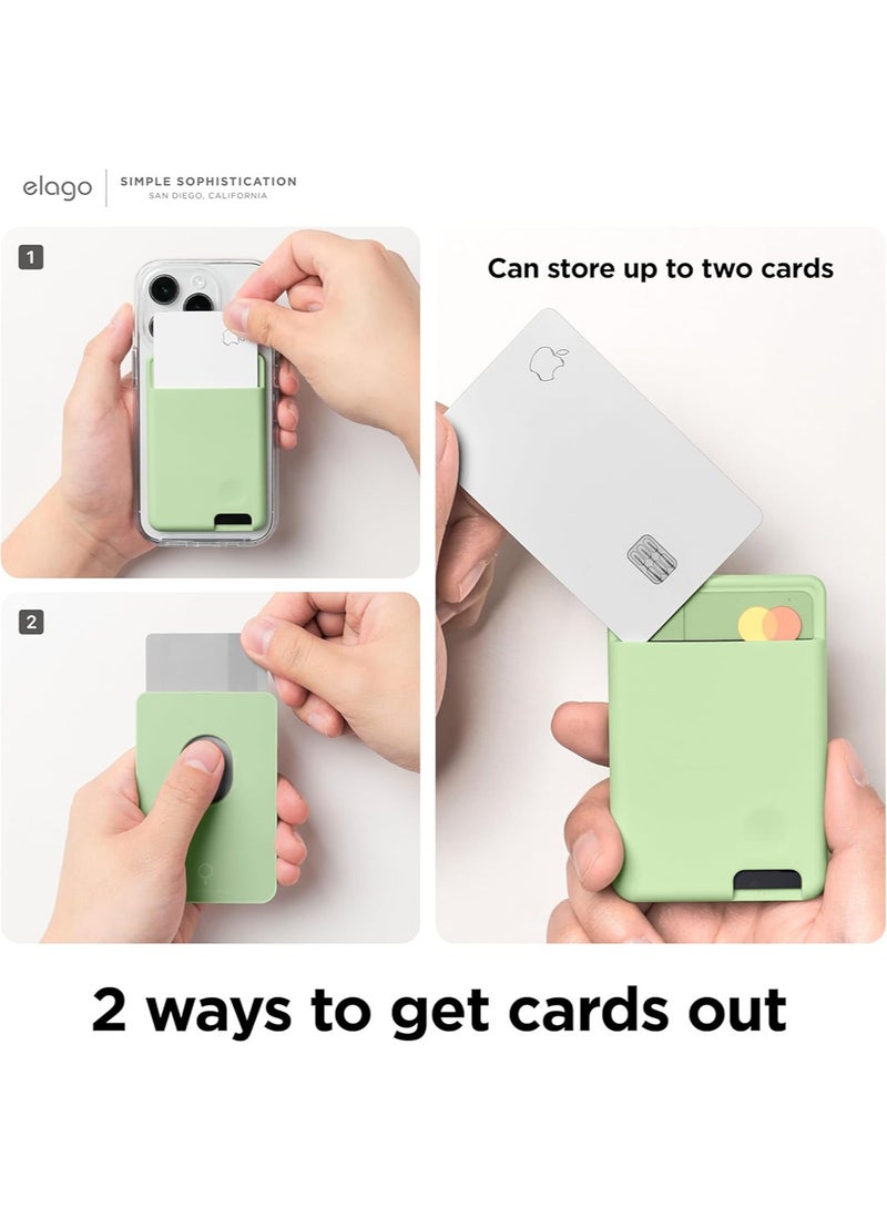 Elago Silicone Card Pocket Compatible with MagSafe Wallet [2 Card Holder Slot] - Pastel Green - Image 5