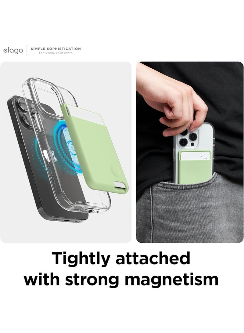 Elago Silicone Card Pocket Compatible with MagSafe Wallet [2 Card Holder Slot] - Pastel Green - Image 3