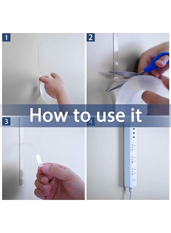 إيروريكس شريط لاصق مزدوج الجوانب من Magic Improvement بطول 3 أمتار، شفاف، لا يترك أثرًا، قابل لإعادة الاستخدام، مقاوم للماء والغسيل، من 3M - Image 4