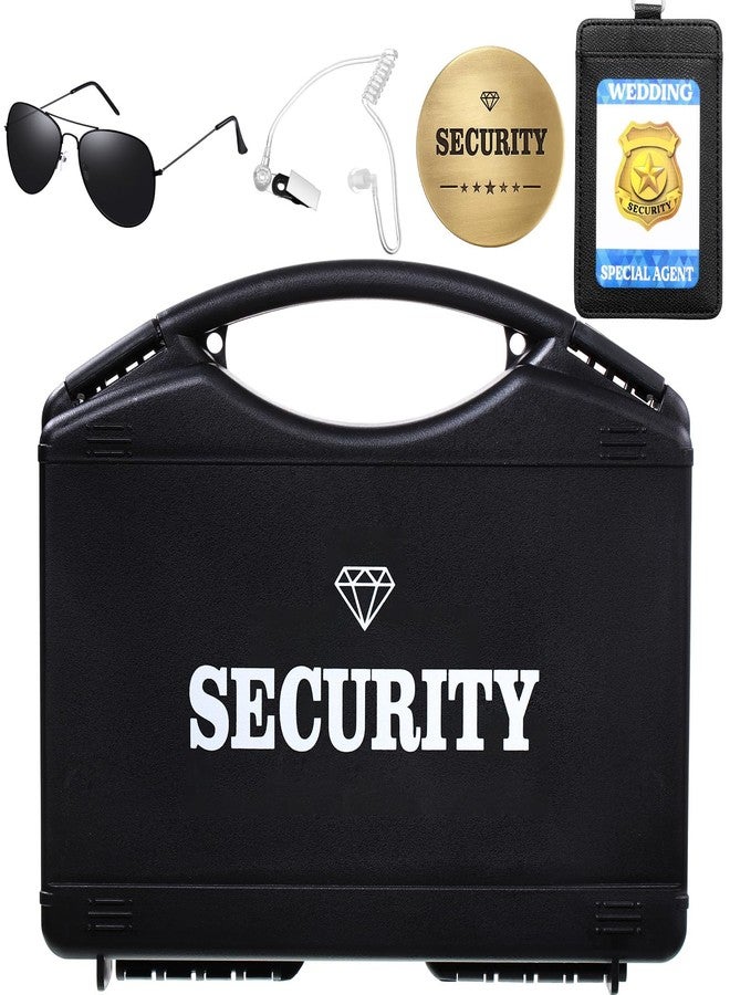 Gejoy Wedding Ring Box Portable Security Box Bearer Suitcase Security Briefcase with Earpiece Earplugs Headset and Sunglass Metal Ring Badge ID Card Holder Engagement Cosplay Accessory - Image 1