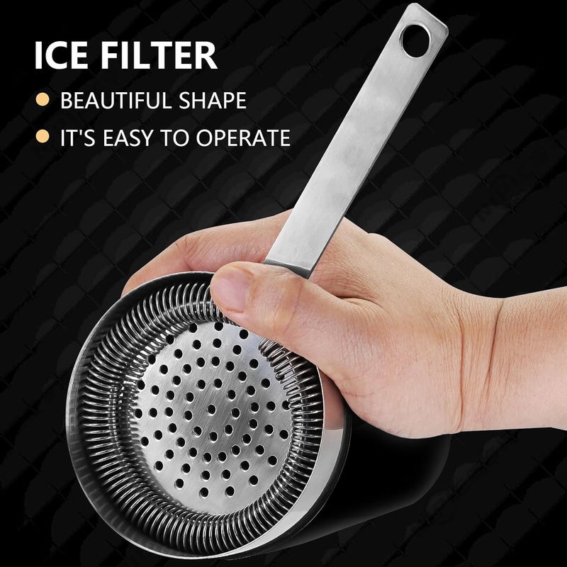 eispap 1PC Bar Cocktail Strainer Stainless Steel Fine Filtering Bar Tool Drink Strainer For Home Use, Bar Strainer for Drinks, Bar Tool for Bartender (Silver, 200mm) - Image 3