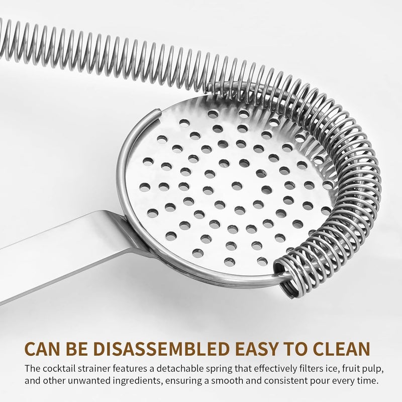 eispap 1PC Bar Cocktail Strainer Stainless Steel Fine Filtering Bar Tool Drink Strainer For Home Use, Bar Strainer for Drinks, Bar Tool for Bartender (Silver, 200mm) - Image 5