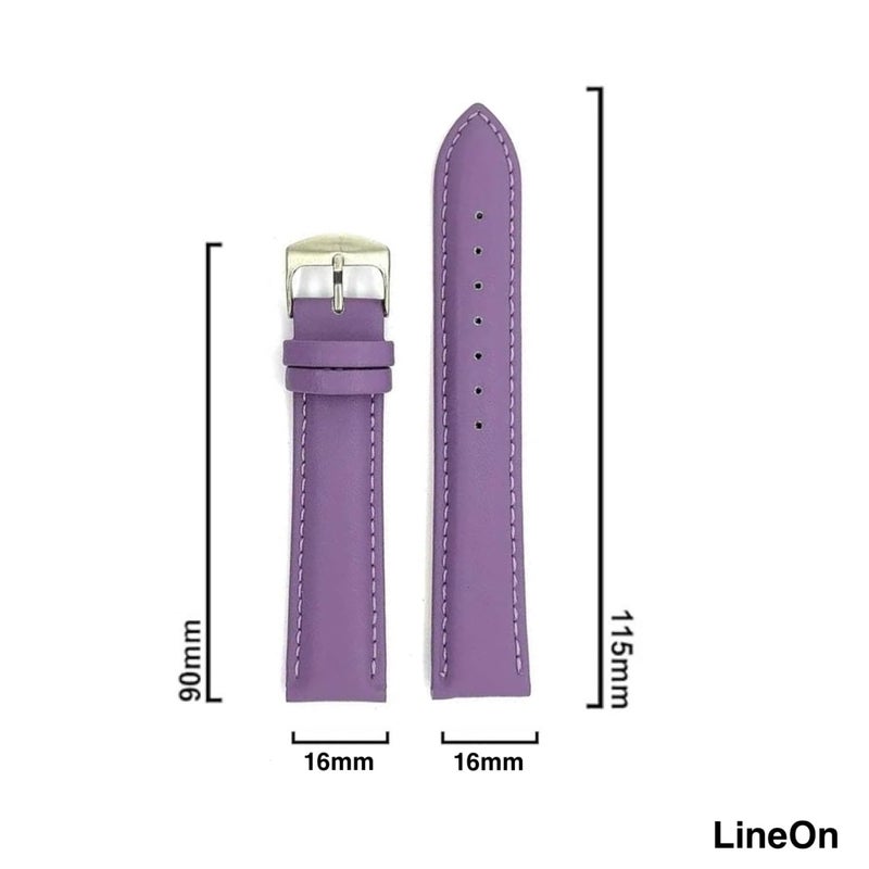 Lineon Colourful 16mm Full Padded Univarsal Vegan Leather Watch Strap For Branded Watches Compitable with (Titan, Timex, Casio, Sonata etc) Tool and Pins Include - Image 2