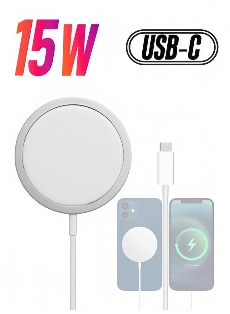 15W Fast Magnetic Wireless Charger - PD Compatible for iPhone 15/14/13/12 Series & AirPods Pro | Universal Charging for iPhone 15 Pro/Plus  - Image 1