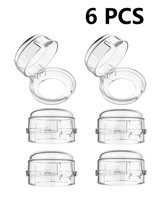 Stove Knob Safety Covers, Gas Stove Knob Locks with Adhesive Universal Size Oven Knob Covers for Child Safety Gas Stove Knob Covers Baby Pet Child Proof Stove Knob Covers - 6pcs Clear - Image 1