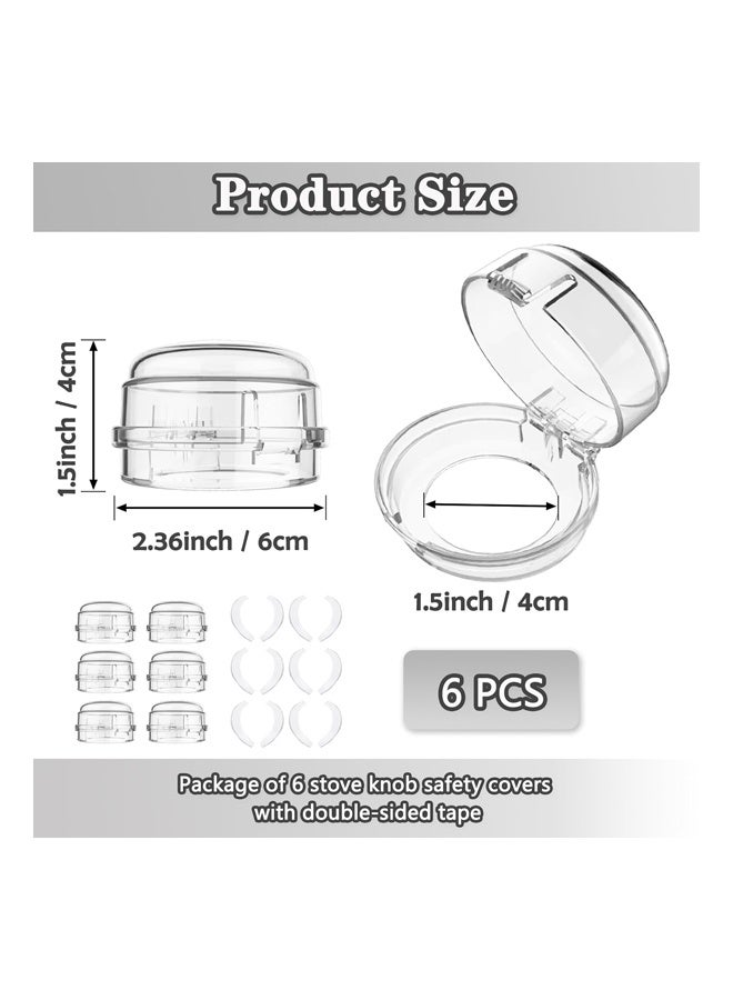 Stove Knob Safety Covers, Gas Stove Knob Locks with Adhesive Universal Size Oven Knob Covers for Child Safety Gas Stove Knob Covers Baby Pet Child Proof Stove Knob Covers - 6pcs Clear - Image 2