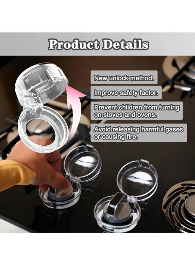 Stove Knob Safety Covers, Gas Stove Knob Locks with Adhesive Universal Size Oven Knob Covers for Child Safety Gas Stove Knob Covers Baby Pet Child Proof Stove Knob Covers - 6pcs Clear - Image 4