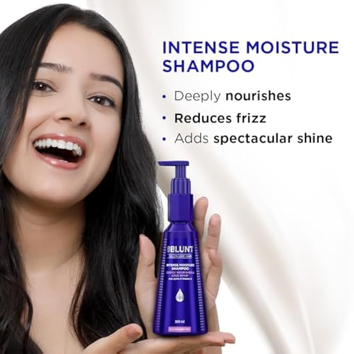 BBLUNT Intense Moisture Shampoo for Dry & Frizzy Hair | Gently Cleanses & Makes Hair Soft | Enhances Elasticity & Adds Shine | Color-Protect Formula | 10.14 Fl Oz/300 ml - Image 3