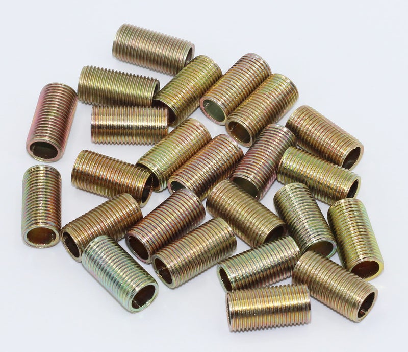 Creative Hobbies ELY1085 - Steel All Thread Lamp Pipe Nipples - 3/4 Inch Long, Yellow Zinc Coated, 1/8IP Standard Thread, Hardware DIY Repair Part - Pack of 25 Pieces - Image 1