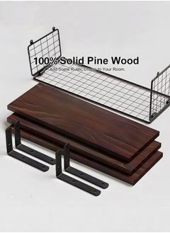 MIXDE 3-Piece Rustic Wood Wall Mounted Floating Shelves with Paper Storage Basket for Bathroom, Bedroom, Living Room, Kitchen  - Image 4