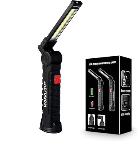 BITTZOOT LED Work LightsUSB Rechargeable COB Light with Magnetic Base 360Rotate and 4 Modes Folding Flashlight Inspection Mechanic Light for Car Repairing Workshop Household and Emergency Use - Image 1