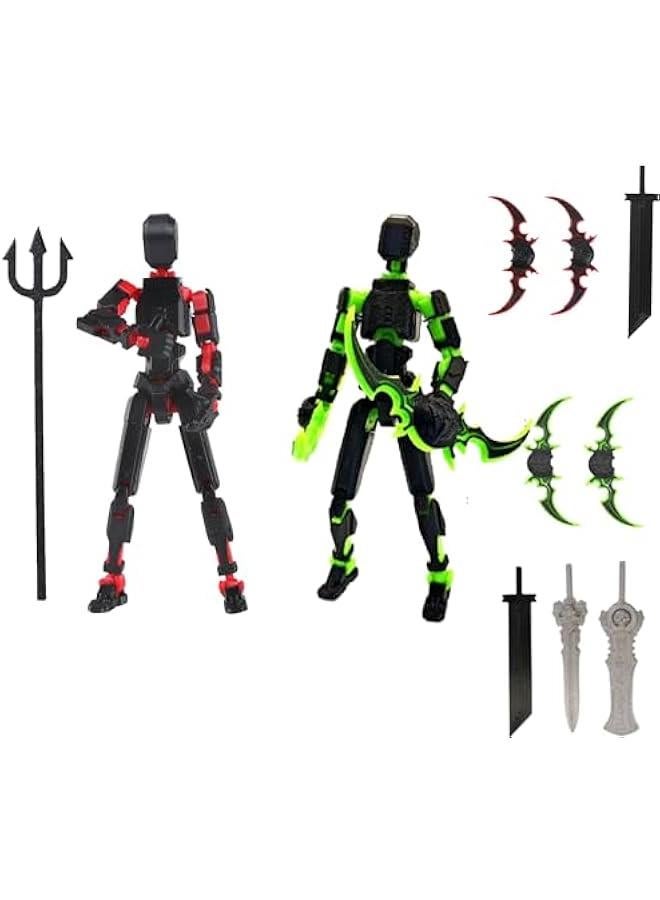 Generic Sixth Generation T13 Action Figure 2 Pack, 3D Printed Human Body Model, Lucky 13 Action Figure,Multi-Joint Movable Robot, PVC Model Full Body Mobile Robot Desktop Decoration, 6th-2pc - Image 1