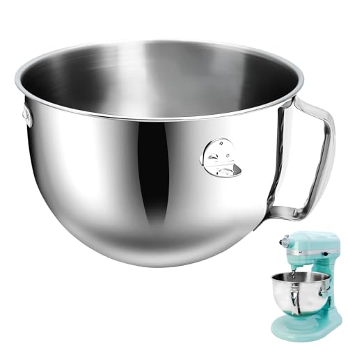 PQPO Stainless Steel Mixer Bowl Compatible with 6 Quart Kitchenaid BowlLift Stand MixersDishwasher Safe Large Capacity Mixing Bowl Replacement Accessory - Image 1
