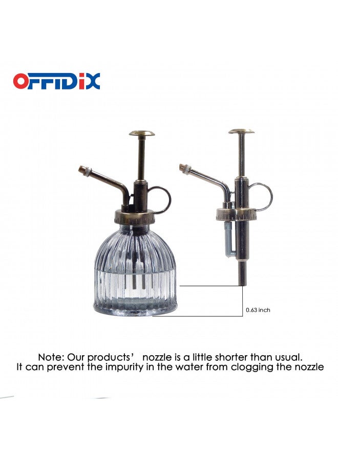 OFFIDIX Plant Mister Plant Water Spray Bottle, 6.3" Tall Vintage Style with Bronze Plastic Top Pump One Hand Glass Watering Can for Indoor Potted Plants Terrariums (Dark Gray) - Image 4