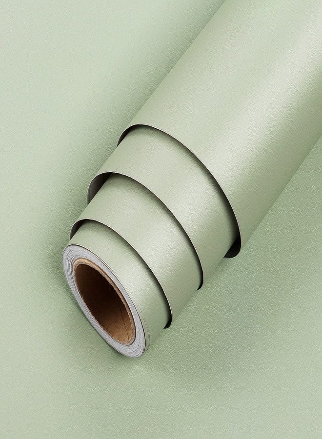 LaCheery Sage Green Wallpaper Stick and Peel 12"x160" Sage Green Peel and Stick Wallpaper Solid Color Textured Contact Paper for Cabinets Walls Waterproof Removable Wall Paper Self Adhesive Vinyl Wrap - Image 1