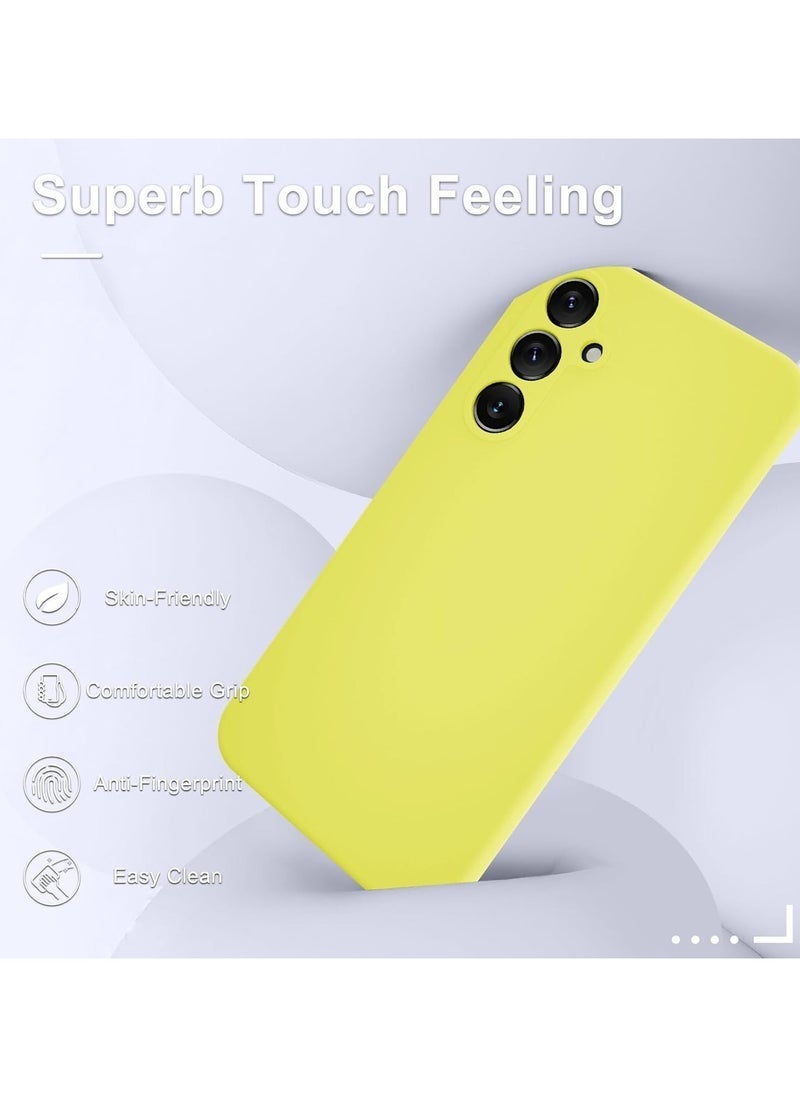 MUNTAQI Samsung Galaxy S24 Case – Silicone Phone Case with 1 Screen Protector, Soft Anti-Scratch Microfiber Lining, Full Body Shockproof Slim Cover, Supports Wireless Charging, Yellow - Image 4