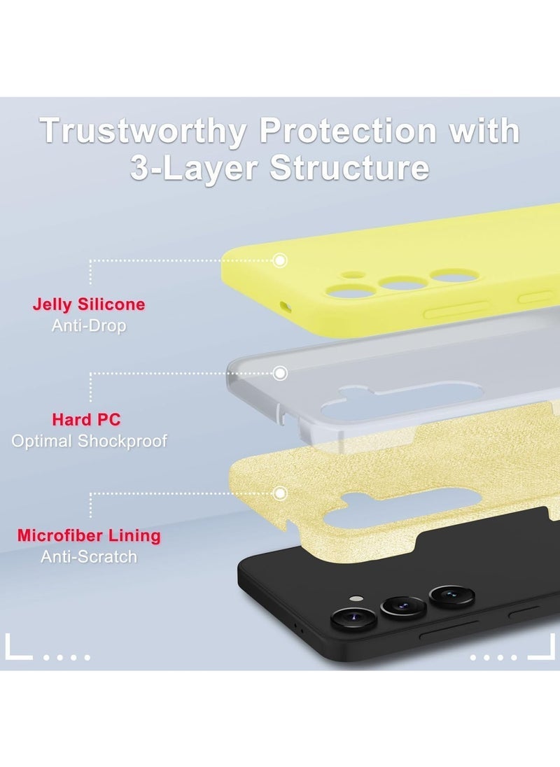 MUNTAQI Samsung Galaxy S24 Case – Silicone Phone Case with 1 Screen Protector, Soft Anti-Scratch Microfiber Lining, Full Body Shockproof Slim Cover, Supports Wireless Charging, Yellow - Image 3