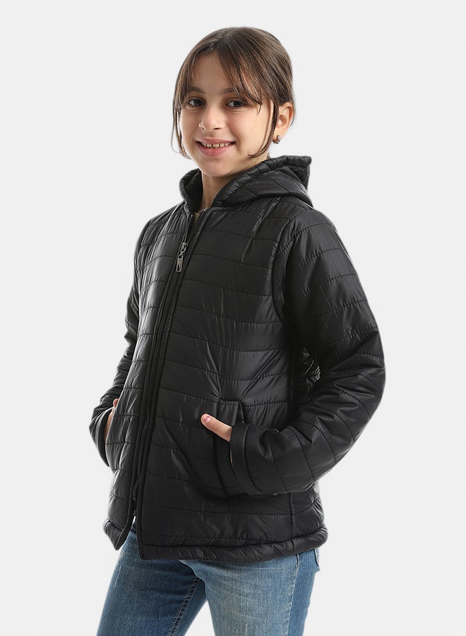 Andora Premium Quality With A Stylish Touch and a Hooded Collar Inner Fleeced Winter Jacket _ Black - Image 2