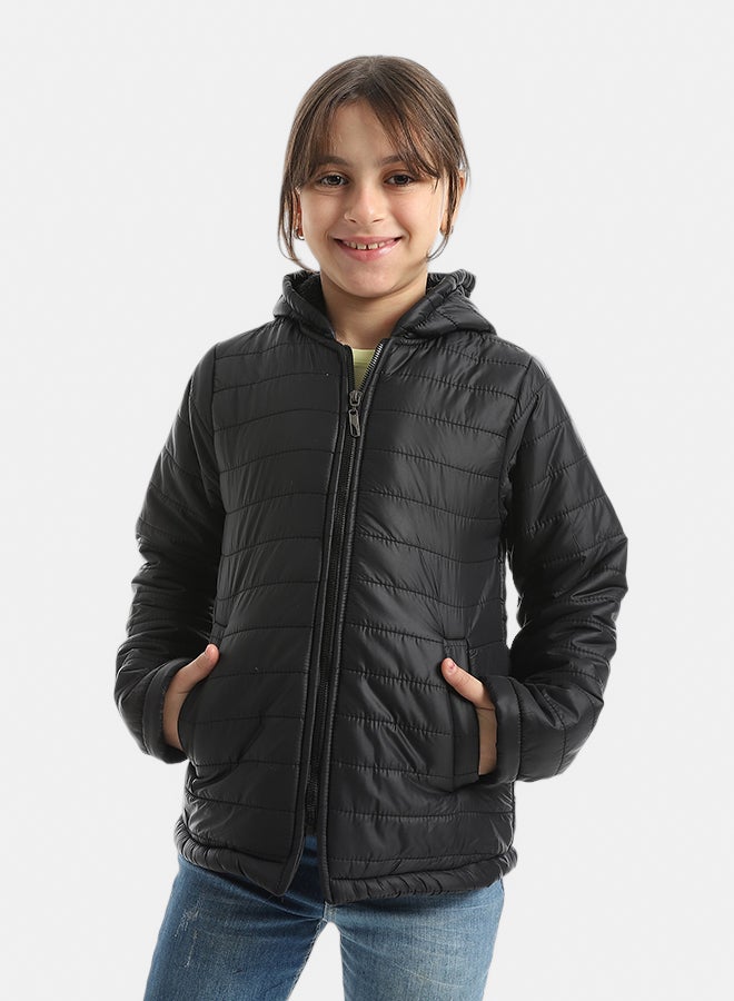 Andora Premium Quality With A Stylish Touch and a Hooded Collar Inner Fleeced Winter Jacket _ Black - Image 1