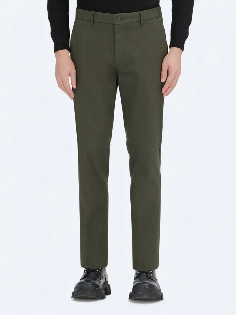 Kip Light Green Weaving Regular Fit Casual Cotton Blended Trousers - Image 2