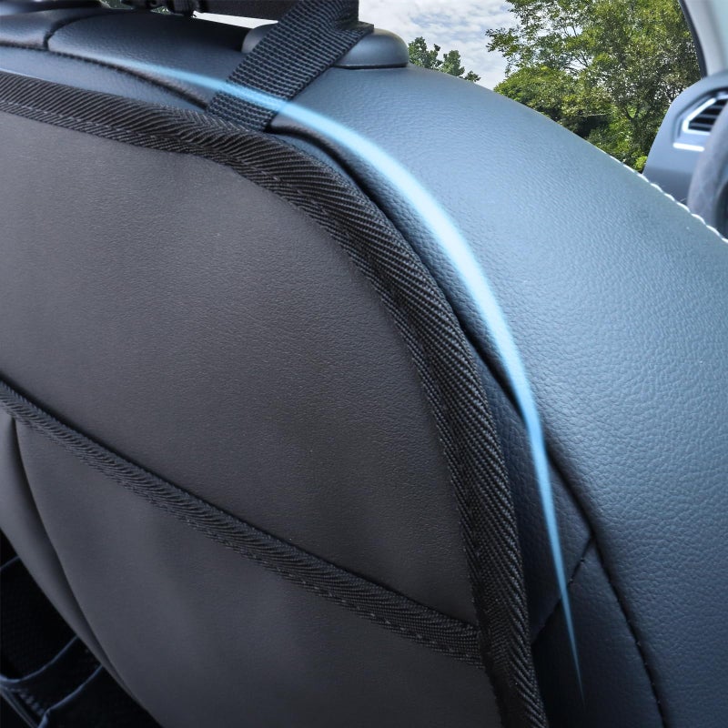 pefirst Car Backseat Organizer for Kids, Car Back Seat Storage Bag With 3 Pockets, 2 Drinks Holders, Water Resistant, Kids Toy Storage Kick Mat Back Seat Protector for Toddlers (Black 1-Pack) - Image 4