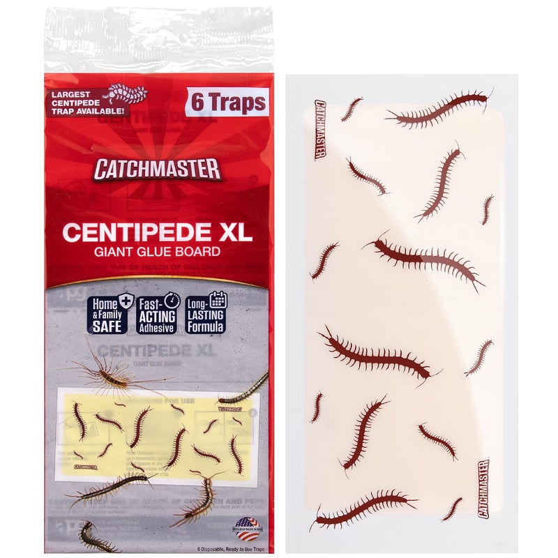 Catchmaster Centipede XL Giant Glue Boards 6-PK, Adhesive Bug Catcher, Cricket, Roach, Scorpion u0026 Spider Traps for Home, Centipede Killer, Insect Glue Traps for House u0026 Garage, Pest Control for Home - Image 1