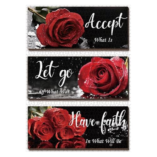 Larkipuzz Fantasy Rain Rose Flower Puzzles for Adults 1000 Pieces Beautiful Floral Faith Jigsaw Puzzle Difficult Inspirational Nature Art Puzzles - Image 5