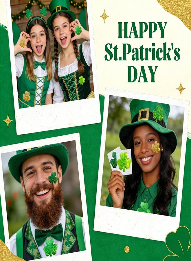 BAISDY 600Pcs St. Patrick's Day Stickers, Glitter Holographic Green Shamrock Stickers - Image 4