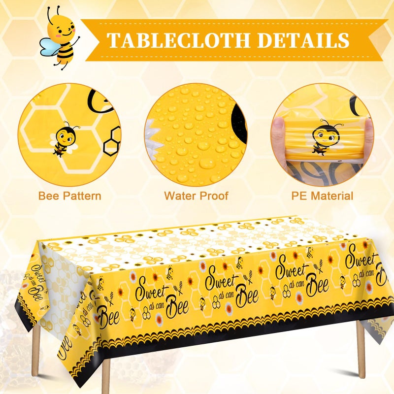 Winrayk 133Pcs Honey Bee Baby Shower Decorations Neutral, Bumble Bee Balloon Arch with Sweet As Can Bee Tablecloth Backdrop Wall Decor, Bee Themed Party Boy Girl Gender Neutral Baby Shower Decorations - Image 5