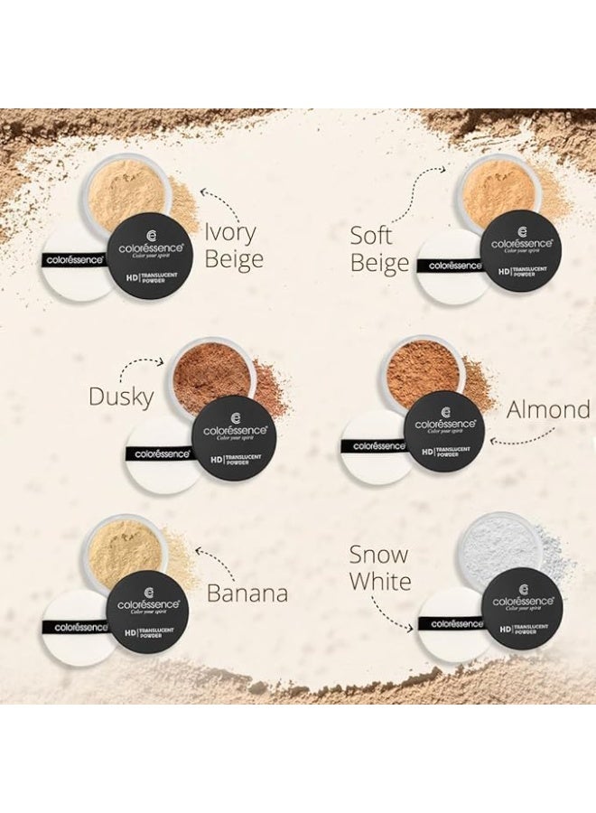 Coloressence بودرة سائبة عالية الدقة بتغطية شفافة طبيعية ناعمة (لون بيج ناعم) مع مجموعة مجانية من 2 إسفنجة مزج - Image 3