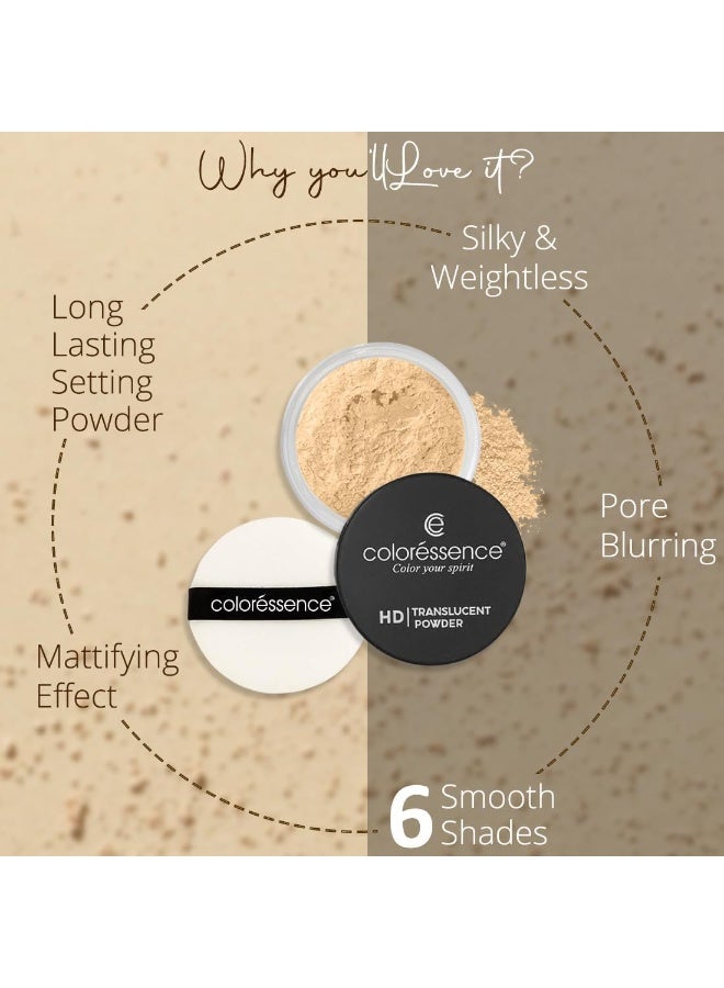 Coloressence بودرة سائبة عالية الدقة بتغطية شفافة طبيعية ناعمة (لون بيج ناعم) مع مجموعة مجانية من 2 إسفنجة مزج - Image 5