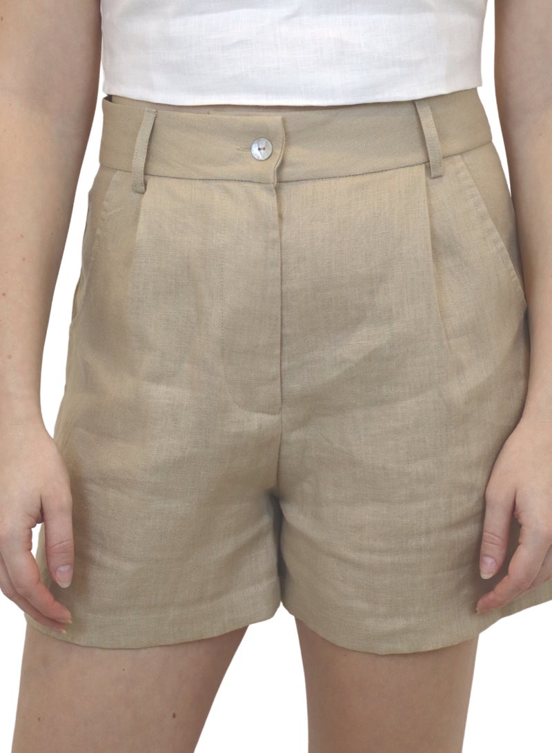Natural Fashion Linen fitted shorts  - Image 1