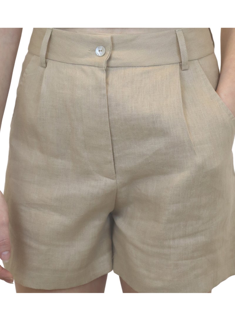 Natural Fashion Linen fitted shorts  - Image 2