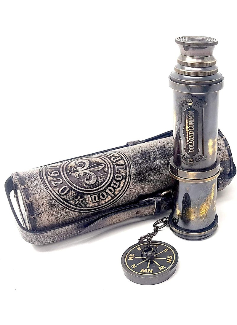 Generic Grow More Planters Brass Nautical 16 inches Antique TelescopeSpyglass Replica in Leather Box Dollond Londons Hand held Spy Glass Sailors Dcor  - Image 1
