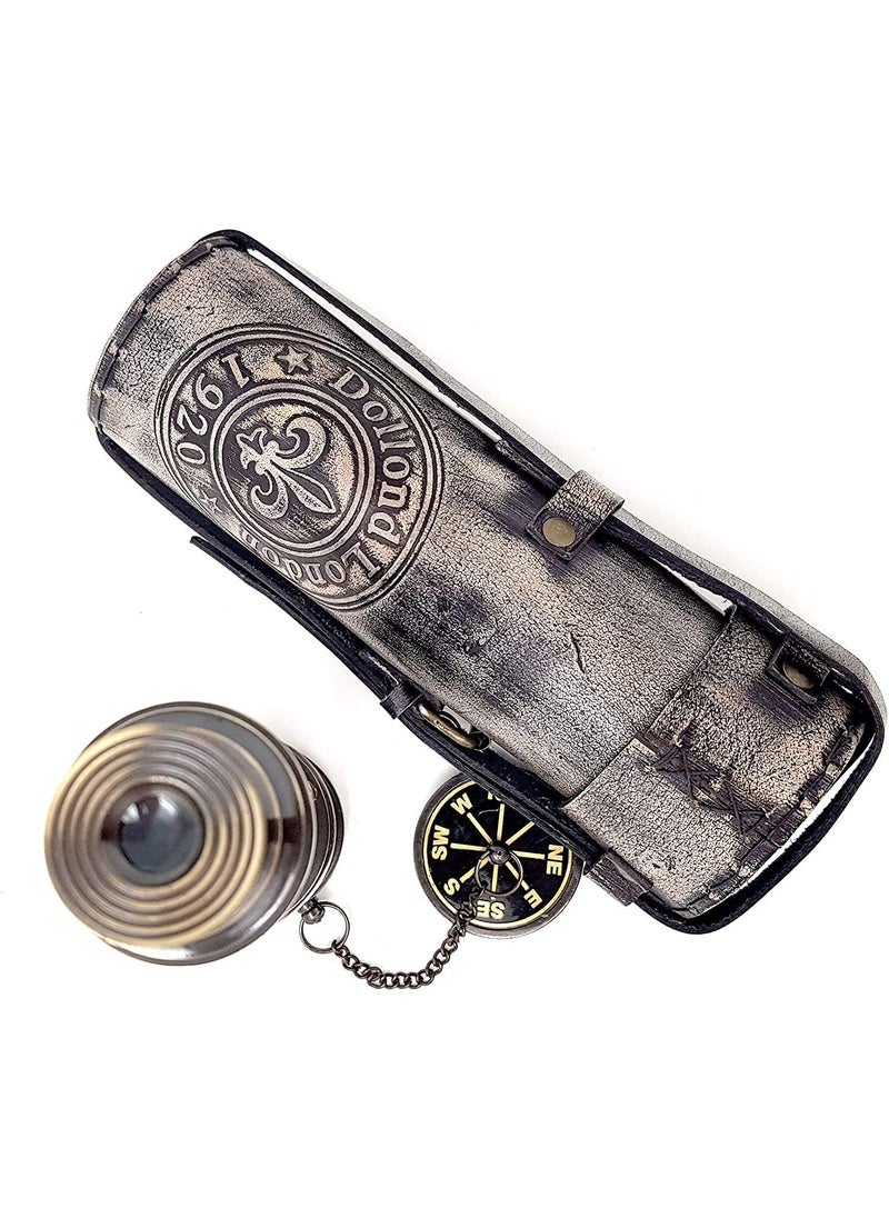 Generic Grow More Planters Brass Nautical 16 inches Antique TelescopeSpyglass Replica in Leather Box Dollond Londons Hand held Spy Glass Sailors Dcor  - Image 5