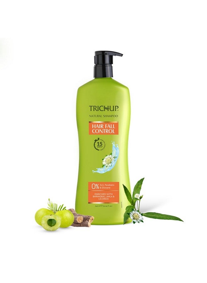 TRICHUP Hair Fall Control Natural Shampoo 640 Ml - Enriched With Bhringraj - Cleanse Your Hair Effectively & Protect From Breakage - Get Healthy & Shiny Hair All Day Long - Image 1