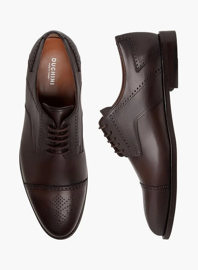 DUCHINI Men's Textured Derby Shoes with Lace-Up Closure