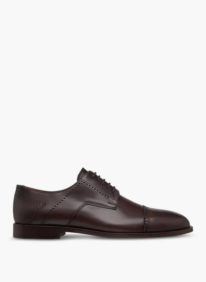 DUCHINI Men's Textured Derby Shoes with Lace-Up Closure