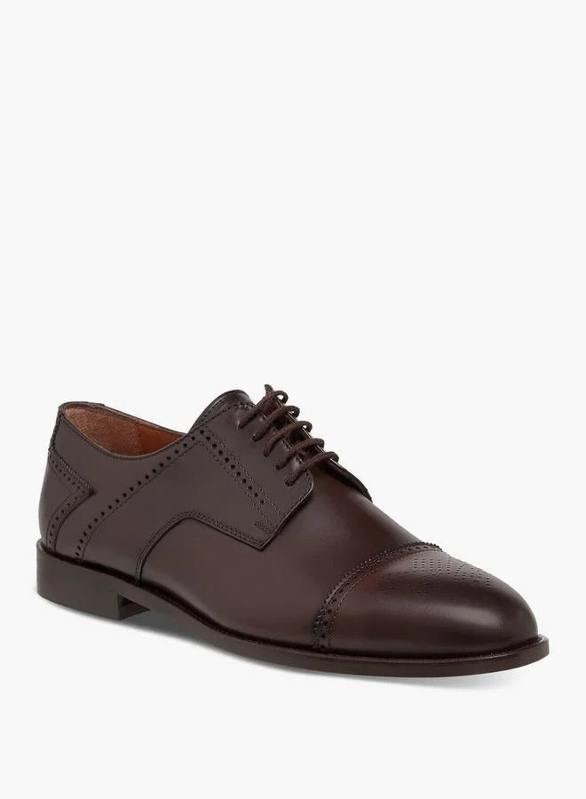 DUCHINI Men's Textured Derby Shoes with Lace-Up Closure