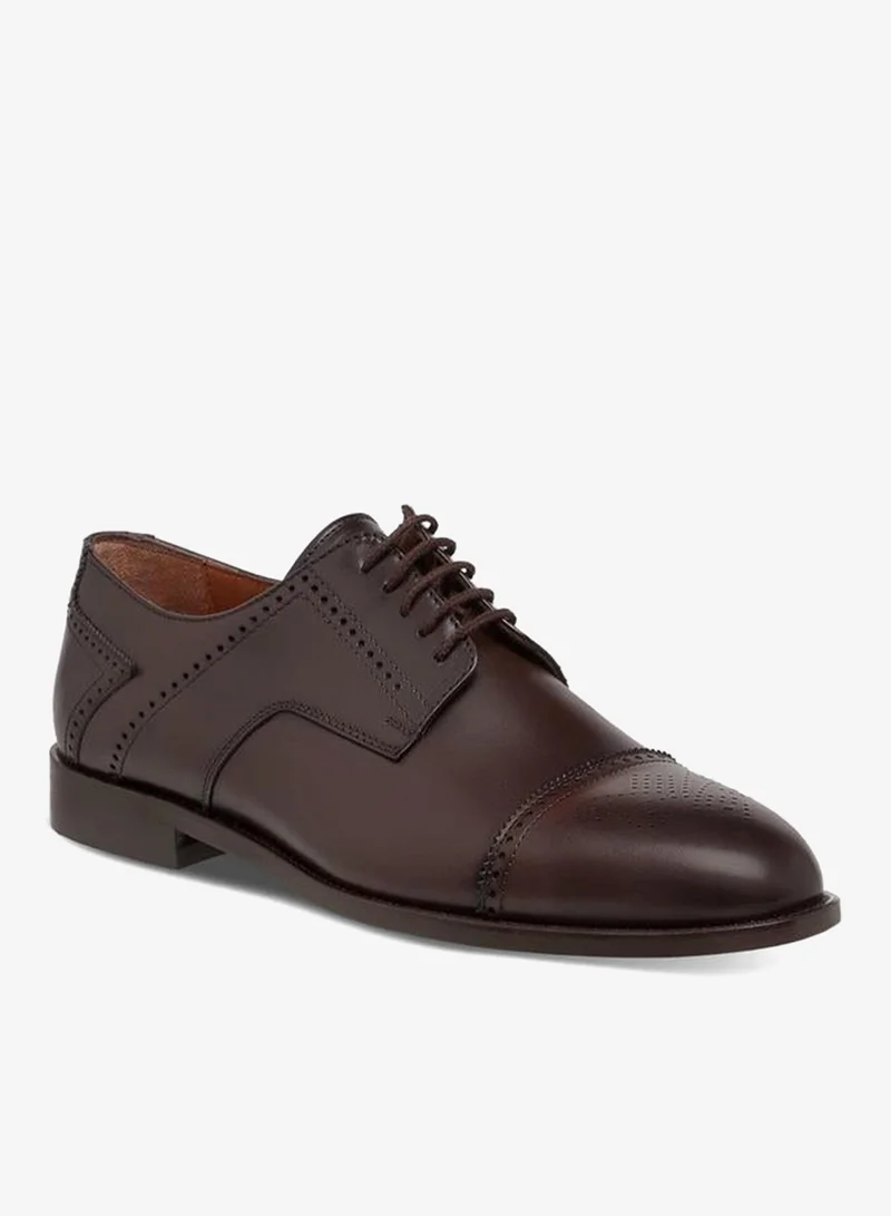 DUCHINI Men's Textured Derby Shoes with Lace-Up Closure