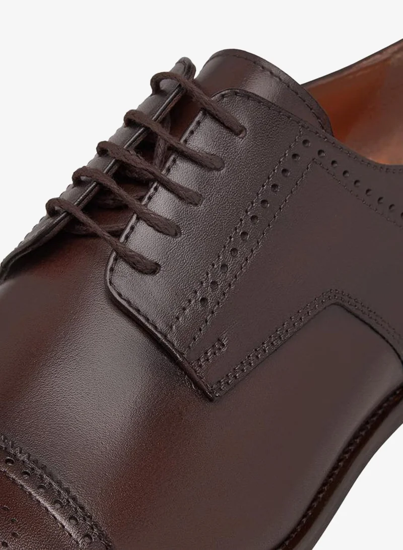 DUCHINI Men's Textured Derby Shoes with Lace-Up Closure