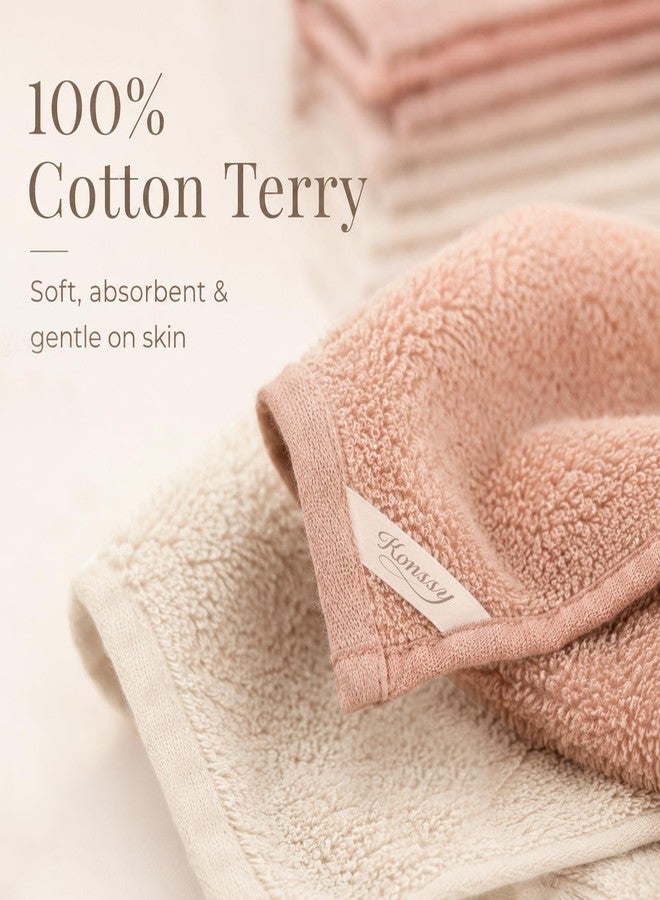 Konssy 100% Cotton Terry Face Wash Cloths, 12x12 inch Soft & Absorbent Terry Face Cloths for Face Washing & Makeup Removal, 6 Pack Assorted Colors Washcloths with Hanging Loop - Image 2