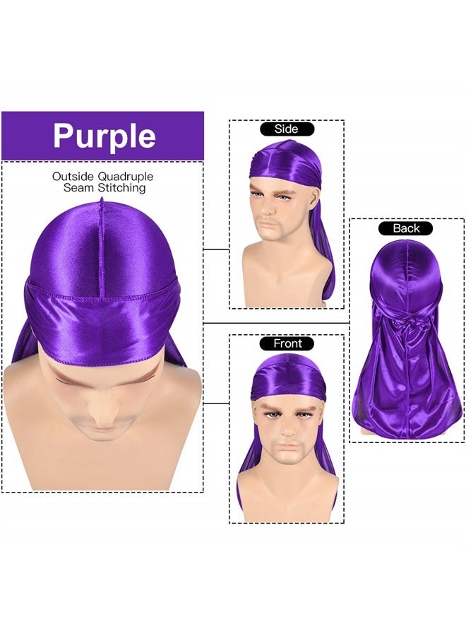 Roybens 3PCS Silky Durags Pack for Men Waves, Satin Doo Rag, Award 1 Wave Cap,Q - Image 2