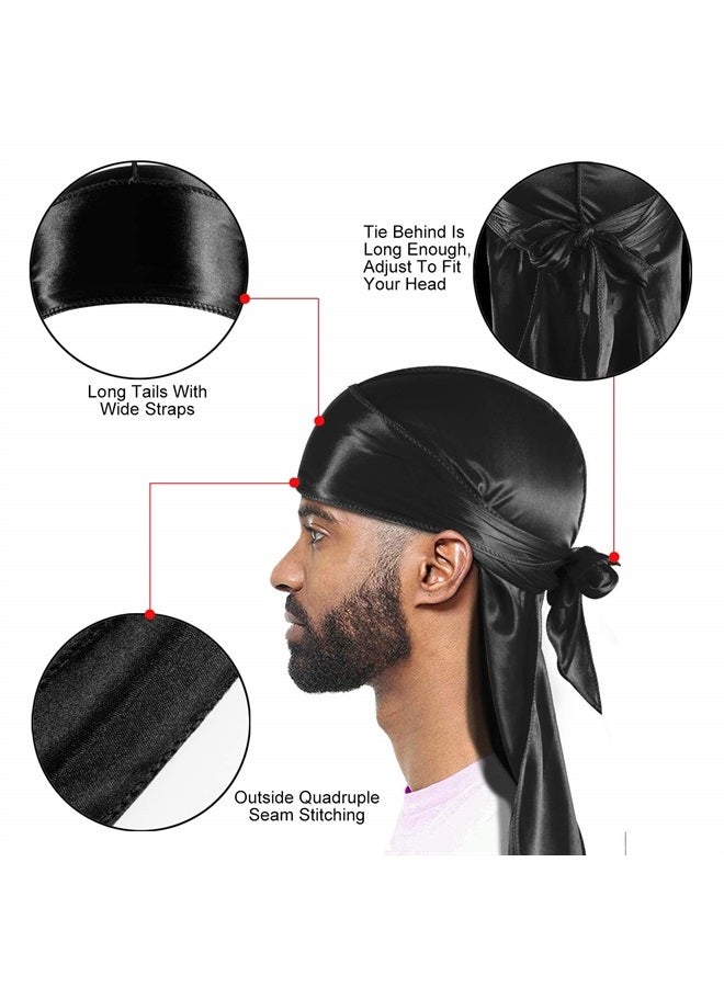 Roybens 3PCS Silky Durags Pack for Men Waves, Satin Doo Rag, Award 1 Wave Cap,Q - Image 3