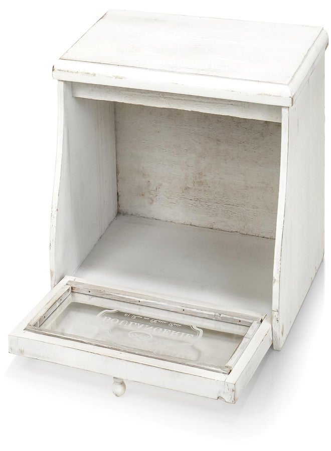 Red Co. 14”x 7” Rubberwood Bread Storage Box with Acrylic Front & Knob Handle, White - Image 3