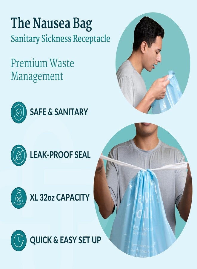 Cleanwaste Medical Nausea Vomit Bag, 10 Pack, 32 oz Each, Pre-Filled with Absorbent Instant Gelling Powder, Leak Resistant, Neutralize Barf Odors, Hospital and Car Throw Up Bags - Image 2