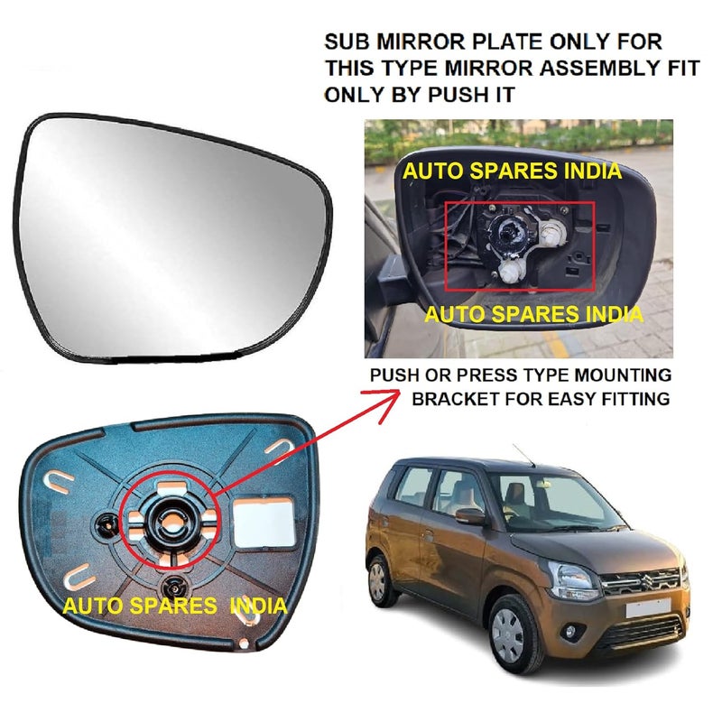 STYCARO ORVM Side View Sub Mirror Glass/Sub Mirror Plate compatible with New Maruti Wagon R 3rd GEN 2019-2025 Year Model (MIRROR FITTING SIZE 1, RIGHT DRIVER SIDE) - Image 2
